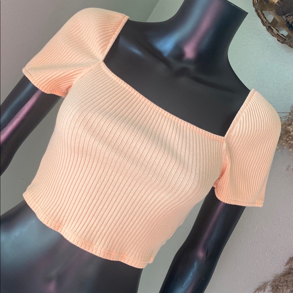 H&M Peach Ribbed Crop Top